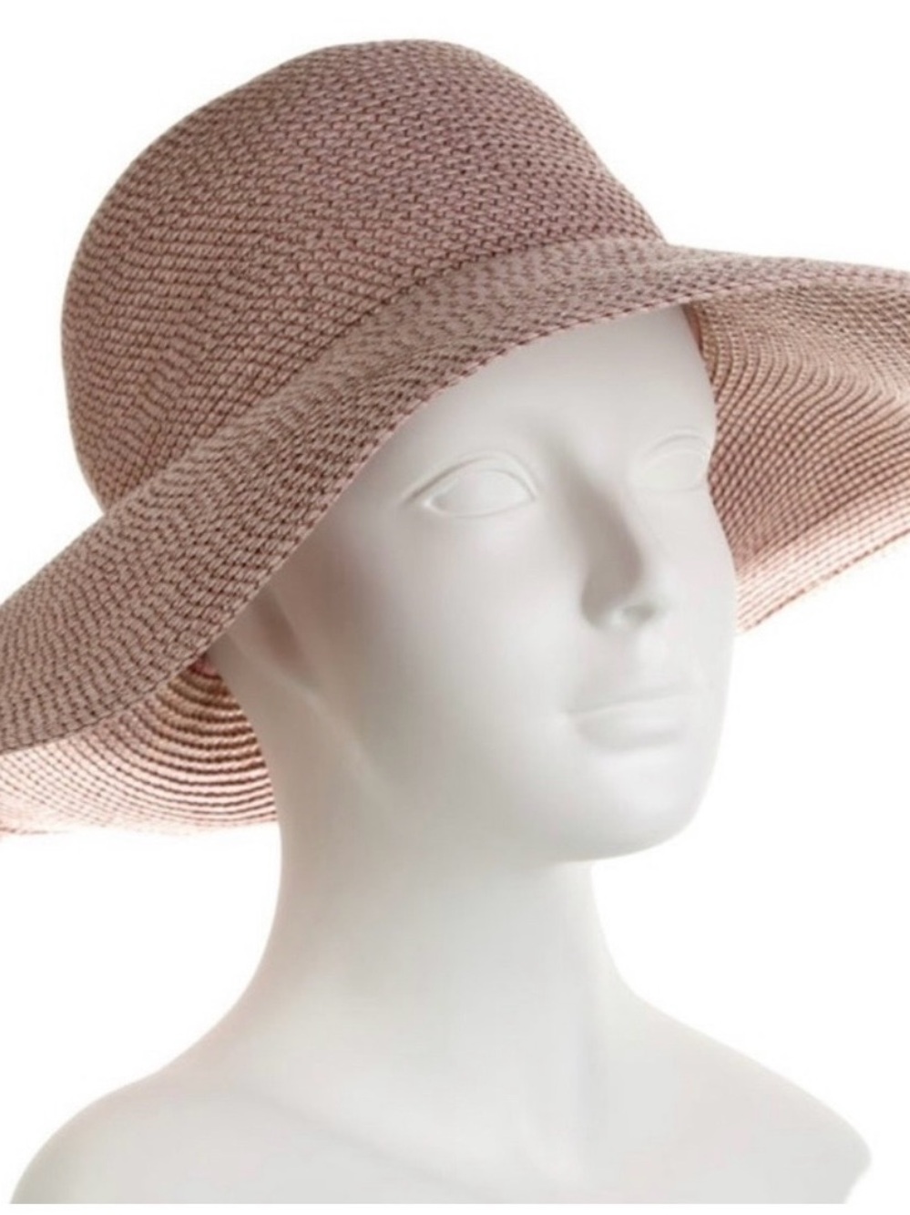 Eric Javits Wide-Brim Straw Sun Hat in Dusty Rose - Picture 2 of 6